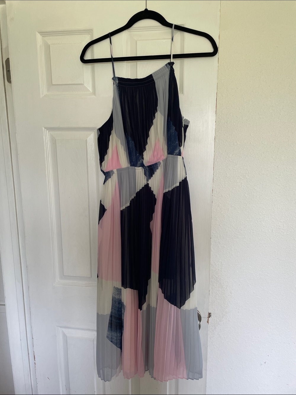 Banana Republic Colorblock Spaghetti Strap Midi Dress - Pink, Navy & Gray
